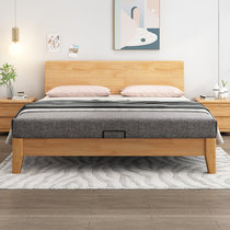 华南家具 全实木床现代简约1.8米单双人床纯白色公主床1.5米木质床架(原木色 1.5*2.0M-床＋床垫＋2柜)