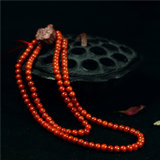 天然川料柿子红南红玛瑙素珠项链\缠绕款佛珠手链 直径4-4.9mm