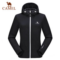 CAMEL骆驼情侣款运动卫衣 男女开胸带帽舒适时尚卫衣 A7W2P1102/A7W1P1101(黑色/女)