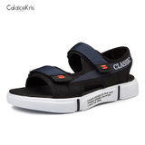 CaldiceKris（中国CK）时尚休闲露趾透气沙滩魔术贴沙滩鞋CK-X3331(黑底黑色 40)