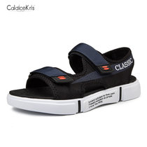 CaldiceKris（中国CK）时尚休闲露趾透气沙滩魔术贴沙滩鞋CK-X3331(黑底黑色 44)