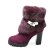 朵牧2013冬季磨砂皮粗跟短靴真皮高跟兔毛女靴子奢华红色婚鞋棉鞋 12X32(梅红色 37)