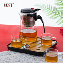 HDST 茶韵 玻璃茶壶套装耐热茶具飘逸杯泡茶杯子泡茶器花茶壶茶水分离杯 新款带茶盘