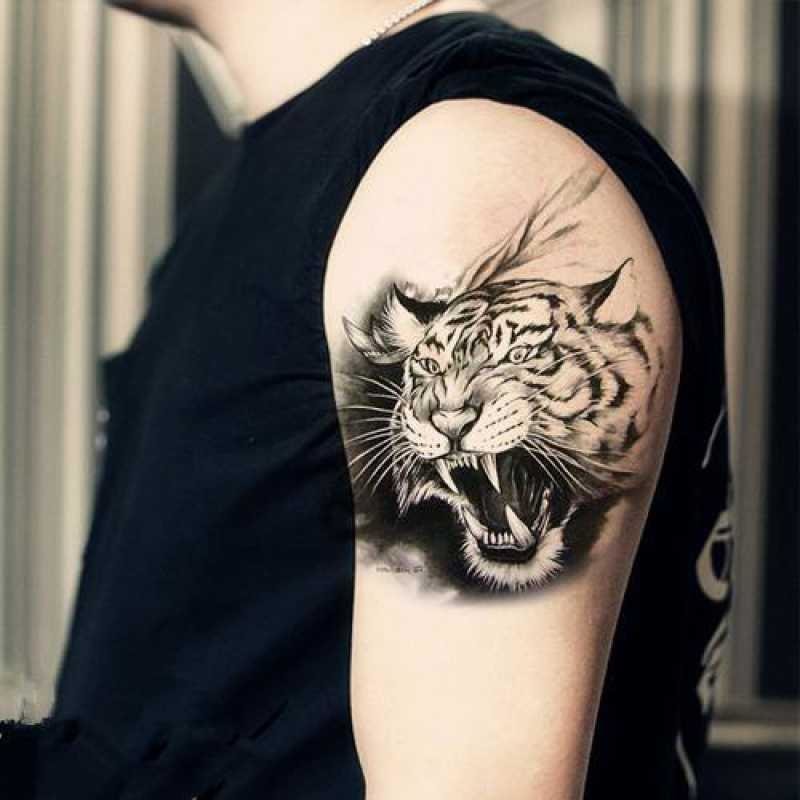 防水花臂纹身贴 刺青老虎纹身贴纸男手臂腿部刺青防水