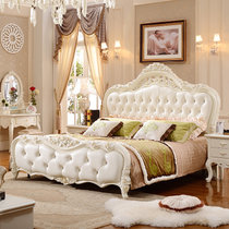 圣肯尼 欧式床 田园床 实木床 软靠双人床 公主床 1.8米婚床(象牙白 1.8米床+床头柜+床垫)