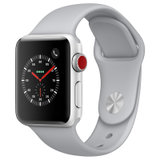 Apple Watch Series 3 铝金属表壳 智能手表（GPS + 蜂窝网络款）(银色表壳+云雾灰色运动型表带 38mm)