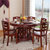 美天乐 实木餐桌椅组合中式圆形带转盘8人家用饭桌简约现代1.8米橡木大圆桌(红棕色 1.5米+10椅带转盘)