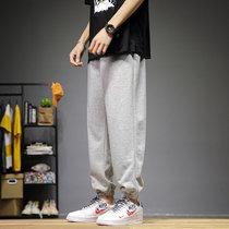 POSIRTHE 男士潮宽松大码跑步健身篮球裤运动裤男长裤针织新款(MF-6501灰色 XL适合115-135斤)