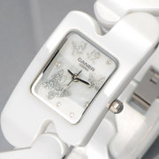 卡斯曼(CASIMA)女表 炫美系列6703 机芯环保陶瓷方形简洁时尚女士手表(蝴蝶款白色6703-C8)