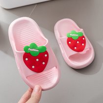 SUNTEK儿童拖鞋夏季小孩居家室内外穿休闲可爱卡通防滑软底一字凉拖童鞋(内长16.5cm （28/29码） 粉色（JDL1138#儿童水果）)
