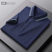 雅鹿短袖t恤polo衫棉质夏季冰感新款休闲装3XL藏青色 休闲
