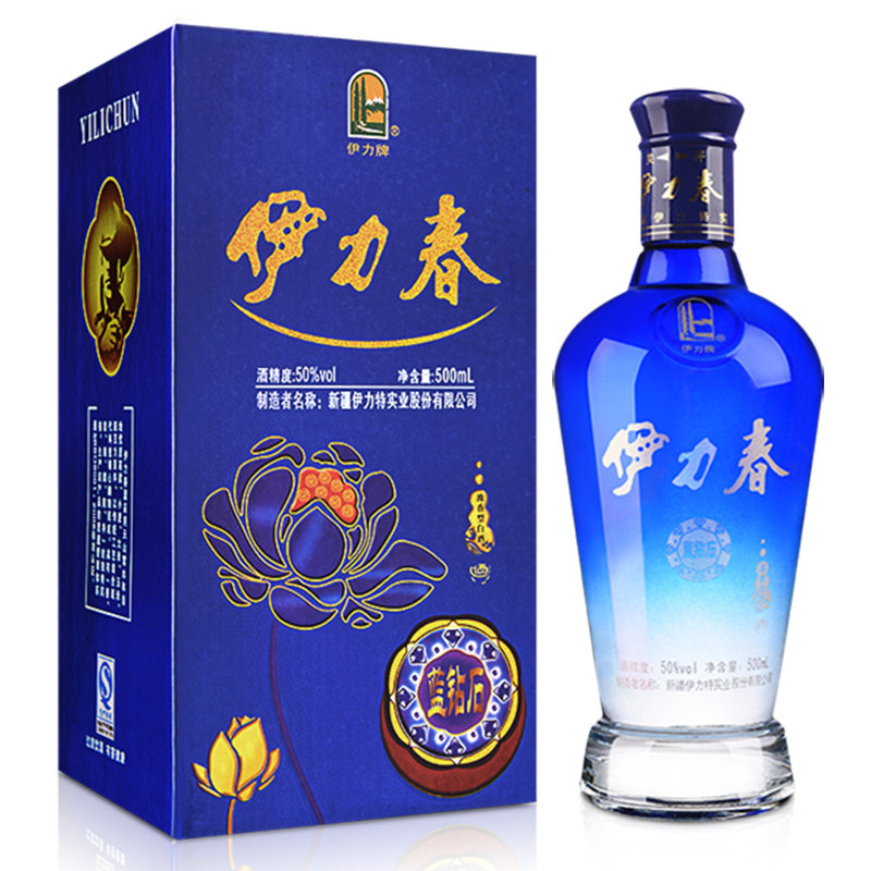 50度伊力春蓝钻石500ml*1瓶伊力特白酒单瓶浓香口粮酒【图片 价格