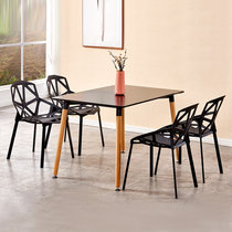 TIMI天米 现代简约餐桌椅 北欧几何椅组合 可叠加椅子组合 创意椅子餐厅家具(黑色 1.4米餐桌+4把黑椅)