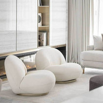 帷帕斯网红弧形创意雪梨椅75*85*65 欧式休闲椅沙发单人懒人沙发(深灰色)