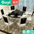 古宜（Guyi） 古宜 圆餐桌椅组合可伸缩折叠桌实木钢化玻璃圆形餐台电磁炉现代(白色餐桌)