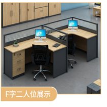 云艳YY-LCL132屏风办公桌职员办公桌简约现代隔断员工位电脑桌F型双人位含椅子(默认 默认)