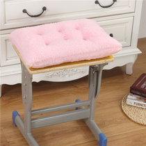 毛绒坐垫冬季办公室家用餐椅垫加厚保暖电脑椅屁垫学生板凳长方形(粉色)