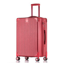 拉丝拉链行李箱防刮拉杆箱万向轮旅行箱20寸登机箱22寸24寸26寸29寸旅行箱(红色 29寸)