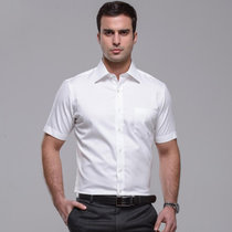 雅戈尔白色短袖衬衫 夏款男士纯棉免熨白衬衣青年半袖SDP19002BBA(白色 46)