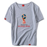 卡郎琪 2018俄罗斯足球球迷舒适圆领印花图案短袖t恤 男女体育纪念球衣葡萄牙墨西哥FIFA(SLS-1004灰色 M)
