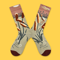 21秋冬新品袜子女法式森系植物系列中高筒潮袜女款袜子秋季(花色1 均码)