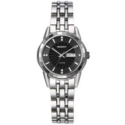 伯尼BERNY女士手表简约时尚不锈钢双历防水石英女表腕表2741L(黑色 2741L-A)