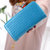 钱包新款韩版双拉链女士大容量长款钱包漆皮零钱手机包手拿包(蓝色)