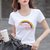 棉 T恤女夏季印花设计感体恤衫修身显瘦上衣韩版女装(七彩彩虹【白色】 XL)