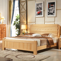 美天乐 实木床榉木床现代中式1.5米1.8米儿童床双人床单人床可做高箱床卧室婚床大床 进口榉木(颜色（定制） 床+床垫+床头柜*2)