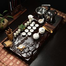 功夫茶具套装家用全自动电磁炉四合一体实木茶盘整套陶瓷茶台茶海(默认 默认)