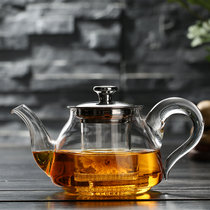 玻璃茶壶耐热玻璃茶具套装家用花茶壶耐高温过滤加厚煮茶器泡茶壶(天德壶500ml透明把玻璃漏 默认版本)