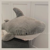 网红可爱鲨鱼睡觉抱枕毛绒玩具靠垫沙发床上抱着玩偶布娃娃礼物女(60厘米 眠眠鲨鱼灰色)