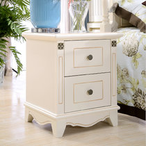 圣肯尼家具 简约美式卧室白色实木床头柜 桌子斗柜 床头储物柜 白色储物柜(仿古白 床头柜（小件不单卖）)