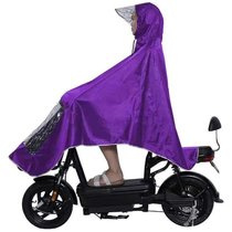 雨衣电动车摩托车骑行成人单人男女士双帽檐大厚雨披双人雨衣(4#鈚单人单帽（无镜套）雨披#紫色 默认)