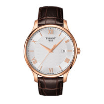 天梭/Tissot手表 俊雅系列钢带石英男士手表T063.610.11.038.00(金壳白面棕带)