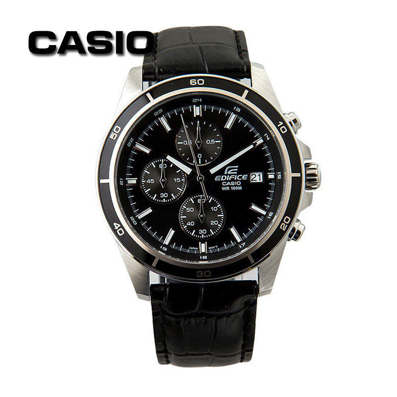 casio/卡西欧 时尚潮流钢带计时防水三眼石英表男表 efr-526d-1a(黑色