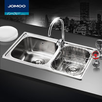 九牧（JOMOO）厨房水槽双槽进口304不锈钢水槽套装洗菜盆洗碗槽 套装02081 祼槽06096(套餐)