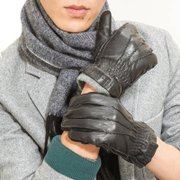 乐为男款加厚冬天韩版韩国保暖手套潮L11MD251(黑色)