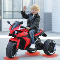 儿童电动摩托车三轮车大号小孩玩具男女宝宝电瓶双驱动童车可坐人(酒红)