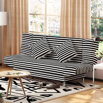 简约双人1.5三人1.8米简易沙发床可折叠沙发小户型多功能沙发床SF08(黑白条（送抱枕） 豪华三人位（180cm）)