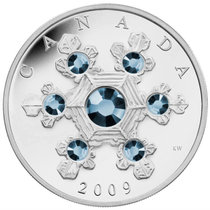 2009年加拿大发行镶施华洛世奇蓝水晶20加元精制银币