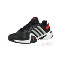 014年新款adidas阿迪达斯 barricade 复刻狼牙系列 网球鞋 萨芬(黑银红 42)
