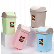 12L长方形摇盖卫生间垃圾筒塑料翻盖时尚创意卧室厨房客厅卫生桶(12L咖啡色)