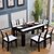 火烧石餐桌椅组合现代简约6人4人北欧火山石长方形小户型饭桌家用(1.3米餐桌A款+4椅)