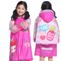 韩国小孩加厚充气帽檐儿童雨衣  宝宝雨衣 儿童雨披带书包位J225(玫红色)(XXXL)