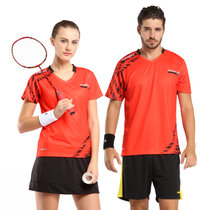 艾迪宝ADIBO 运动T恤透气排汗羽毛球男女款比赛服 黑红色(女士上衣A650 3XL)