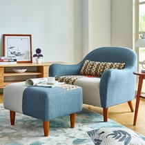 TIMI北欧简约布艺沙发 现代经济型沙发 田园创意沙发 单人双人三人组合沙发 小户型沙发组合(蓝灰色 单人沙发)