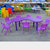 京好 孩童学习桌椅 幼儿园课桌套装 宝宝写字桌子套装升降餐桌B28(紫色月亮桌 可以升降)第2张高清大图