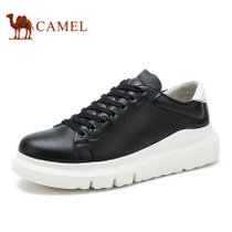 camel骆驼男鞋 2016夏季新款 潮流时尚系带板鞋5cm鞋小白鞋 A632380030(黑色 40)