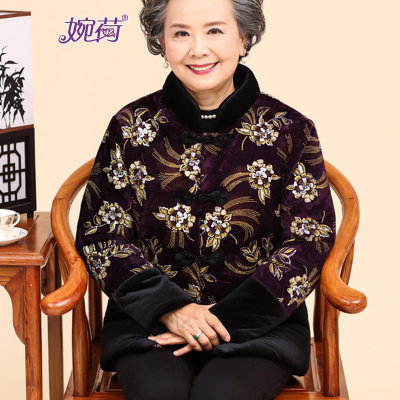 婉荷2017冬季新款中老年女装棉衣妈妈装冬装